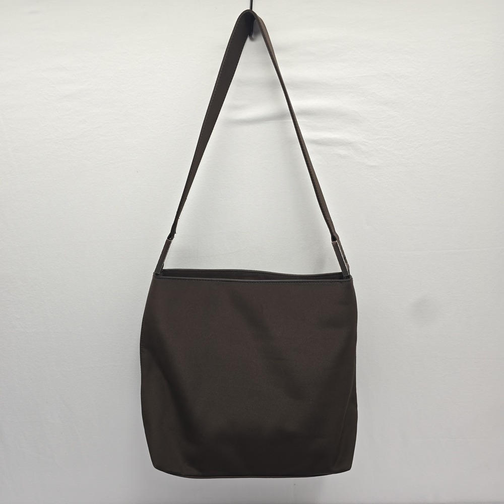 Mondani New York Brown Nylon Shoulder Bag Minimalist 90s Style Handbag